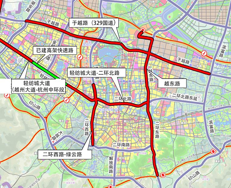 智慧快速路网目前,绍兴市区在建的智慧快速路有:二环北路,越东路