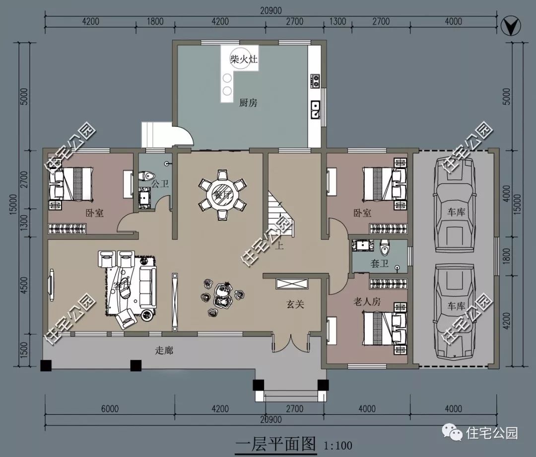 精选图库二:20套带封闭式车库住宅户型