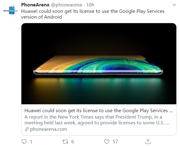 phoneArena：华为有望很快获得GooglePlay服务许可