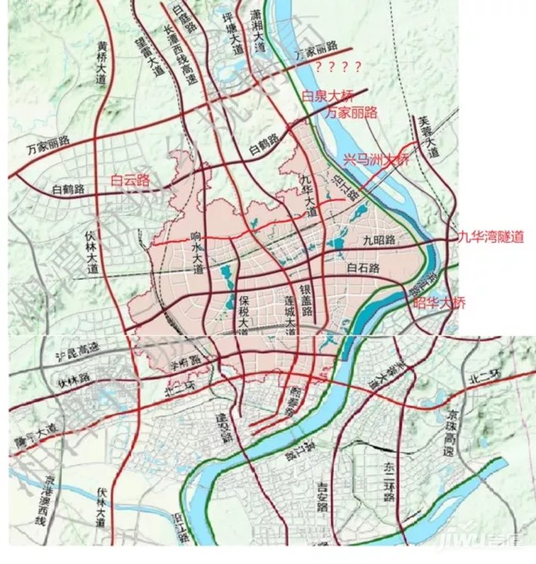 大道,响水大道-望雷大道,莲城大道-长潭西高速(已建),银盖路-白庭路