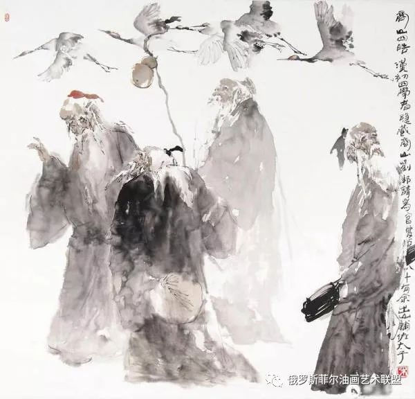 国画欣赏中国画家朱新龙的古代人物画作品展示