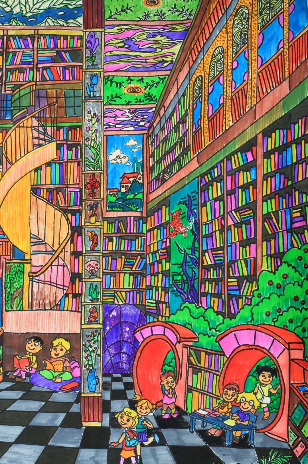 鄠邑区这些娃绘画作品入选《陕西省图书馆日历画册》