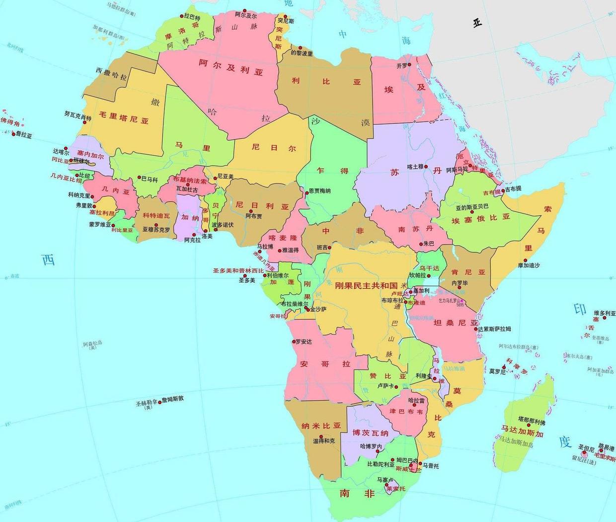非洲地形图高清版大图(2)_世界地图_初高中地理网