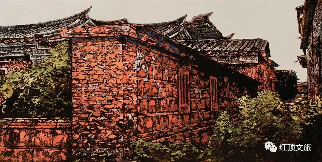 陈立德《闽南红砖老厝》200x100cm