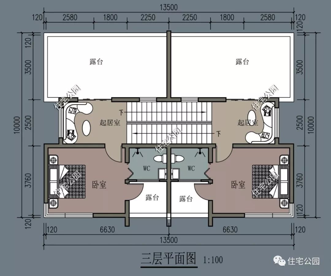 10×13米三层双拼小户型,想建中式雅宅,当然也不能少露台