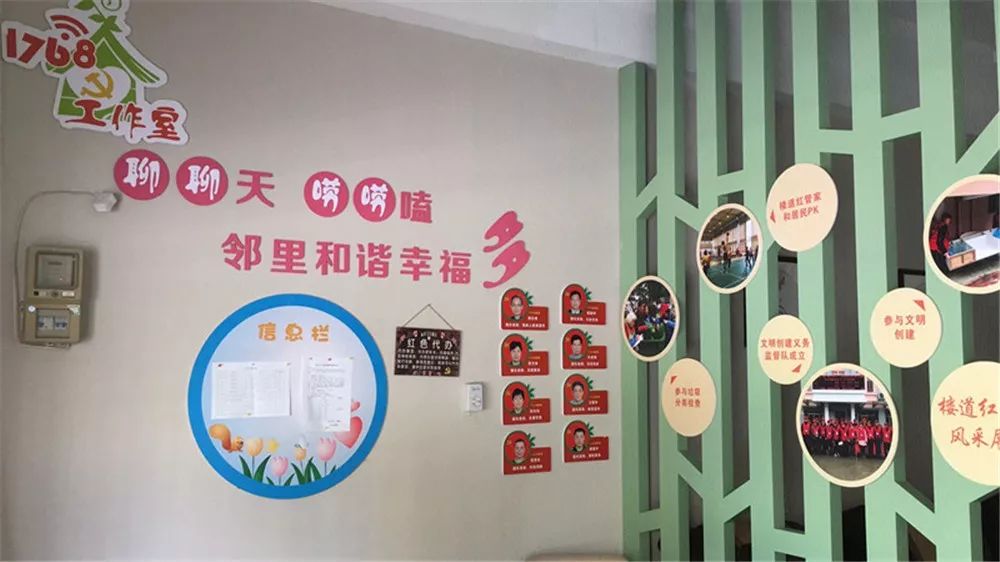 室梅园坊网格服务驿站洛洲社区楼道会客厅三是整合汇聚先锋"连心员"
