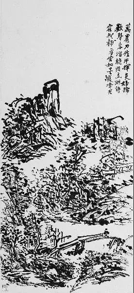 黄宾虹,晚年对焦墨情有独钟,在其创作中将焦墨法发挥到淋滴尽致的程度