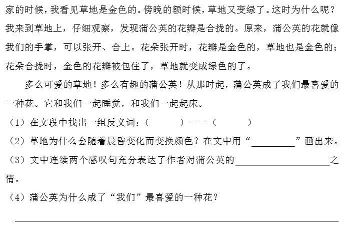 部编版三年级上册第16课金色的草地图文讲解