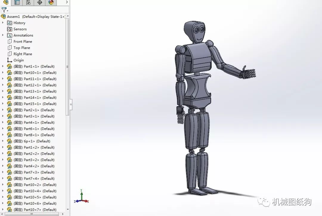 【机器人】简易人形机器人造型结构3d图纸 solidworks