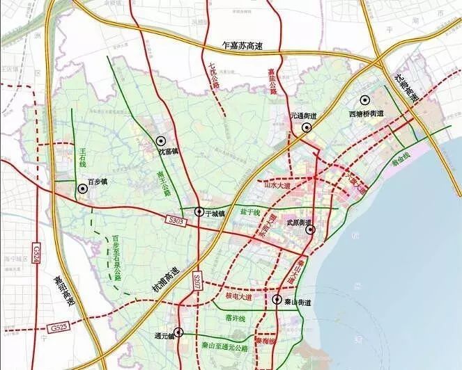 依据《海盐县城总体城市设计》高铁新城位置规划图,海盐高铁新城的