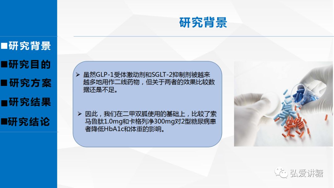 索马鲁肽每周一次皮下注射与卡格列净每天一次口服治疗已使用二甲双胍