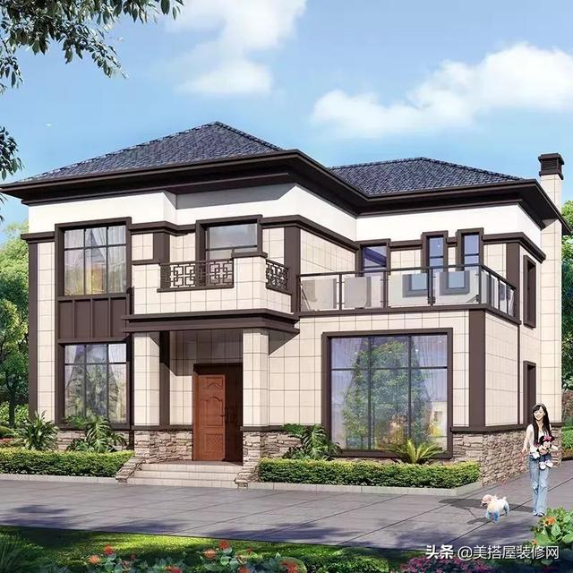 新中式农村别墅设计图 12x10米 房屋设计图纸 农村自建房设计图纸 农村小别墅设计图 柏竣建房