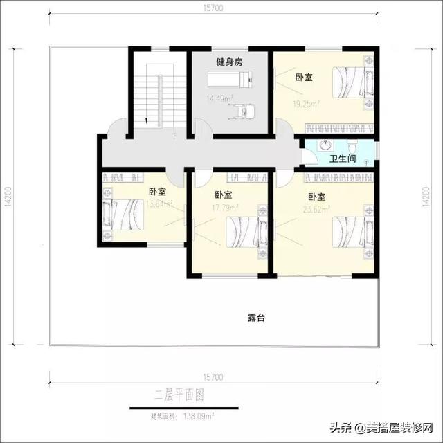 4米宽25米长建房设计图,宽4米长20米房屋设计图 二层:4卧室,健身房,卫生间,露台.