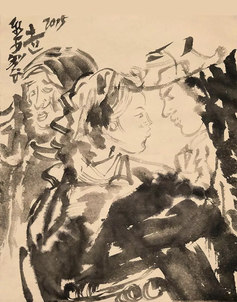 郑新安:毛边纸上水墨人物的丰绕表达味道什么样?