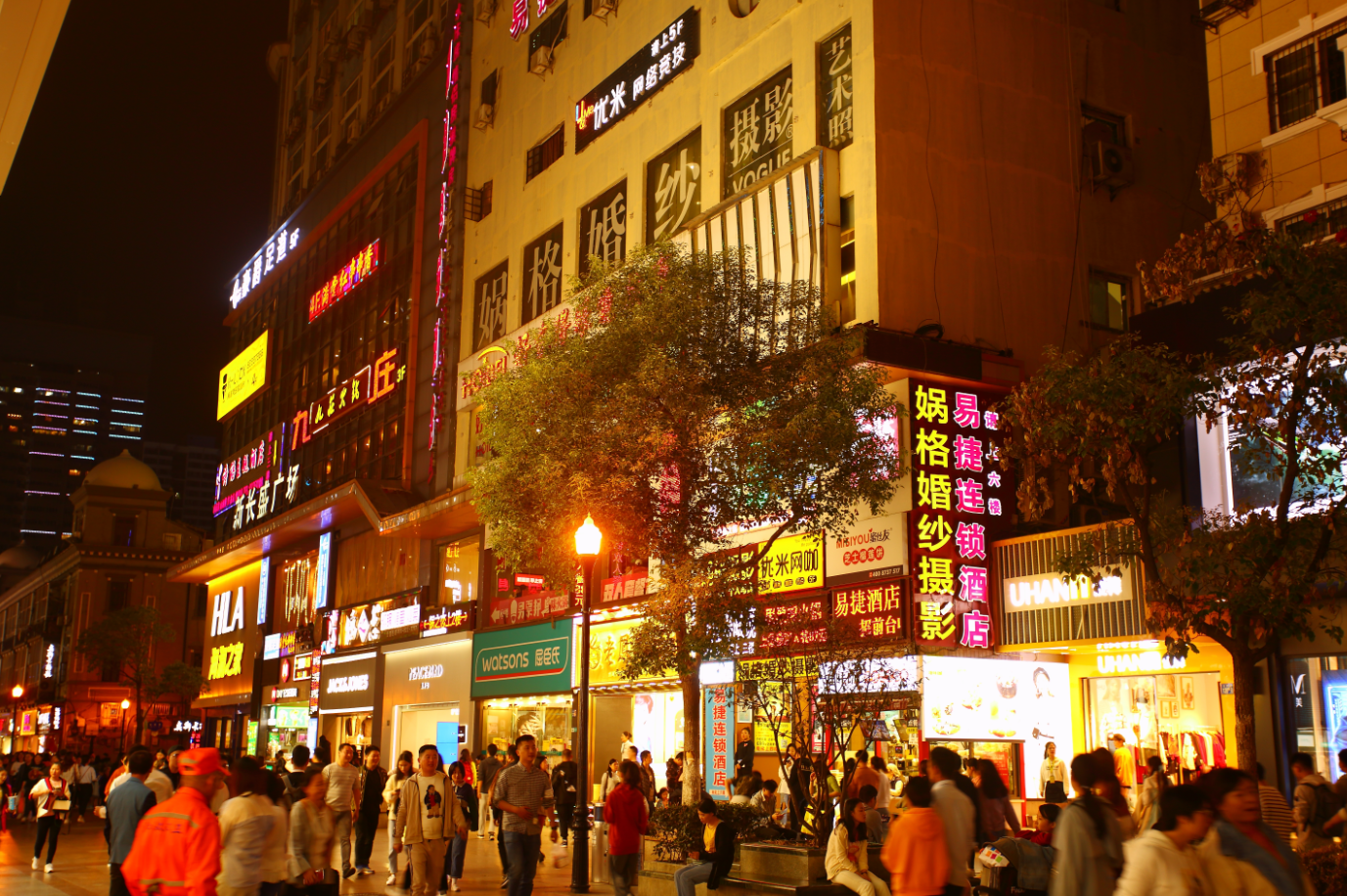 武汉江汉路步行街夜景图片集锦