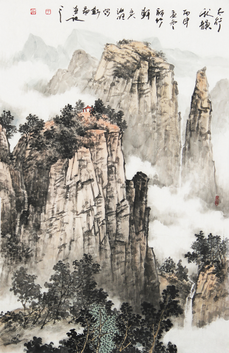 于汝旺自幼喜爱绘画艺术,38年前,受教于当代北派山水画领军画家师恩
