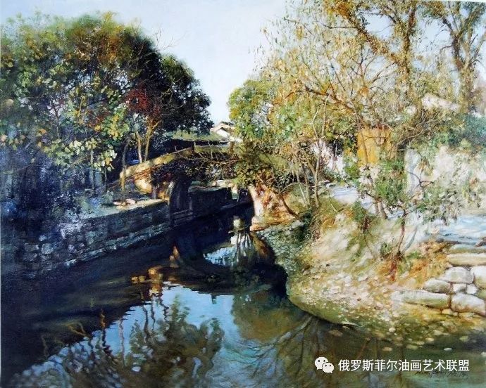 国家一级美术师潘鸿海《江南水乡》风景油画欣赏