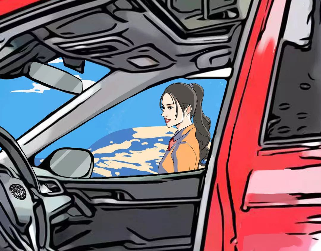 他透过广汽丰田凯美瑞的车窗看你.