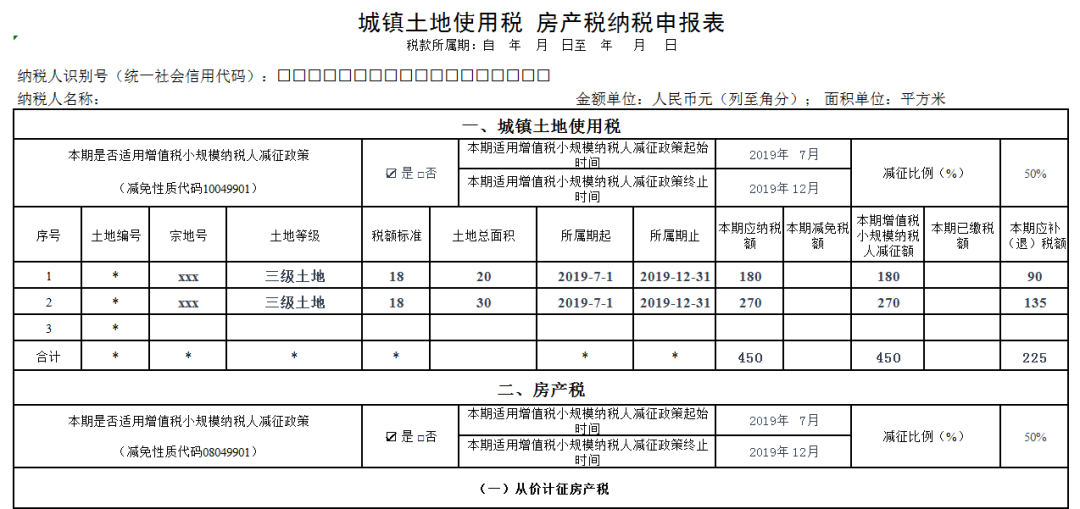 只要报一次城镇土地使用税和房产税申报表合并了