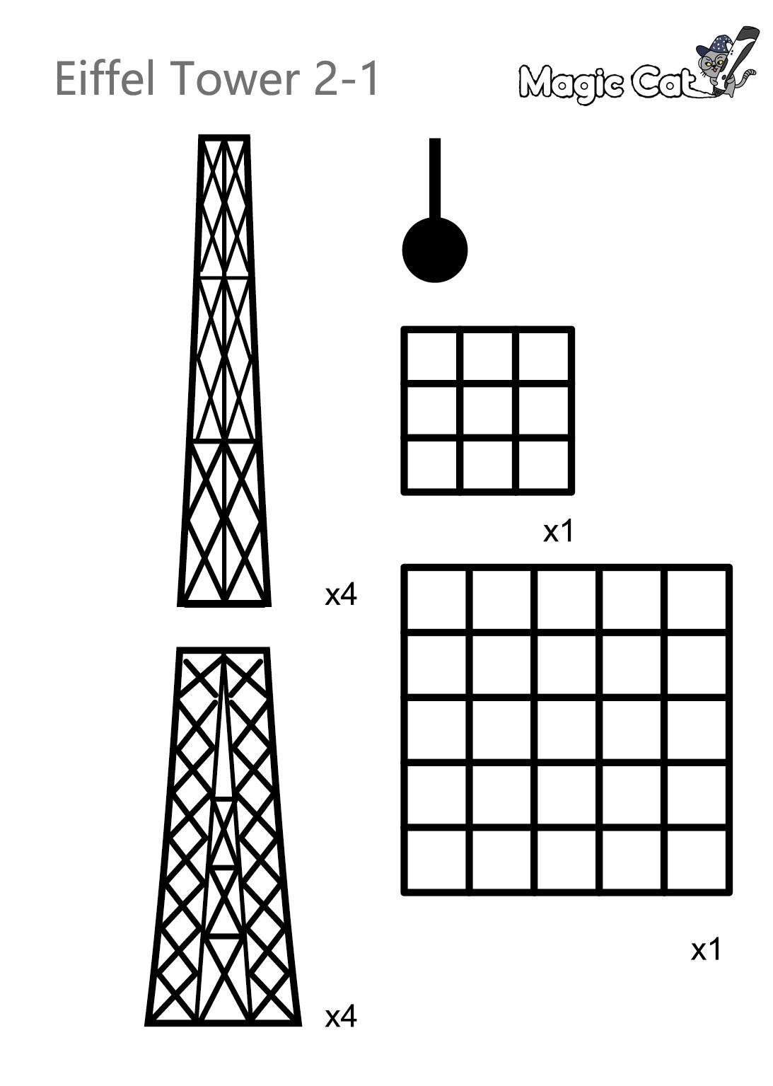 魔法猫3d打印笔临摹模板埃菲尔铁塔01免费下载