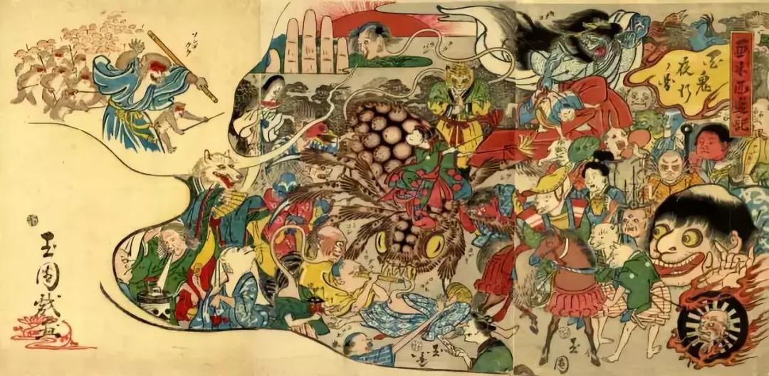 浮世绘画家鸟山石燕描绘的百鬼夜行修行者百鬼夜行に逢ふ事在日本最早