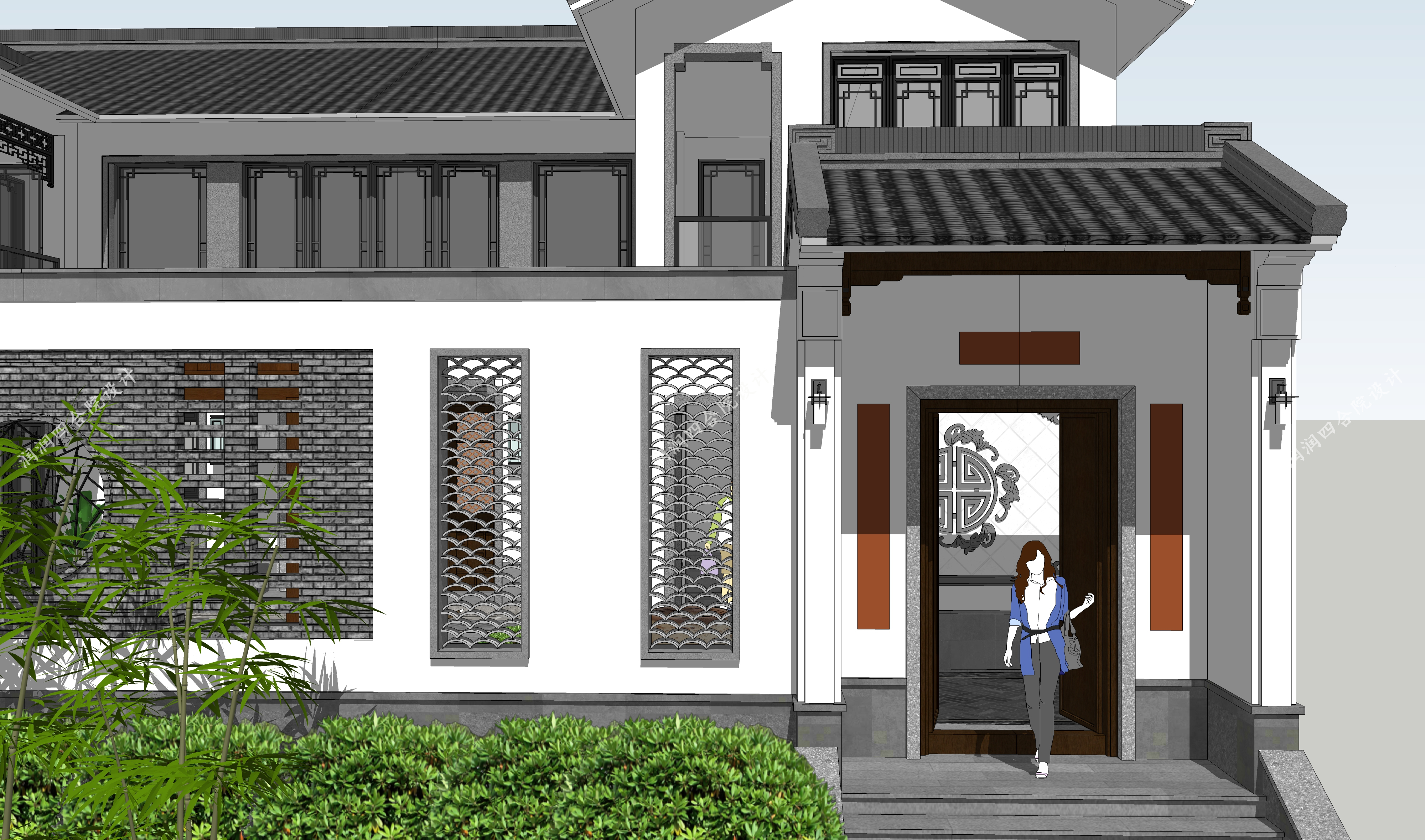 两层现代中式小院大门——润润四合院设计刘鹰作品