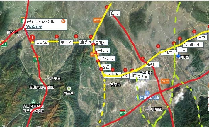 但新宁城市主干道崀山大道如果延伸至清江桥连接白新高速,新宁城区