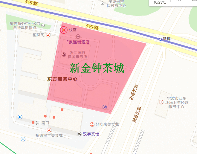 新金钟茶城位置图(宁波东站北侧)
