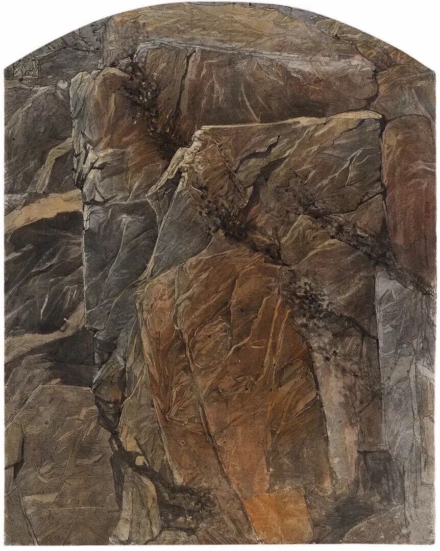 丰碑 王远峰 220cm×172cm 中国画建设者 王泽川 193cm×193cm 中国画