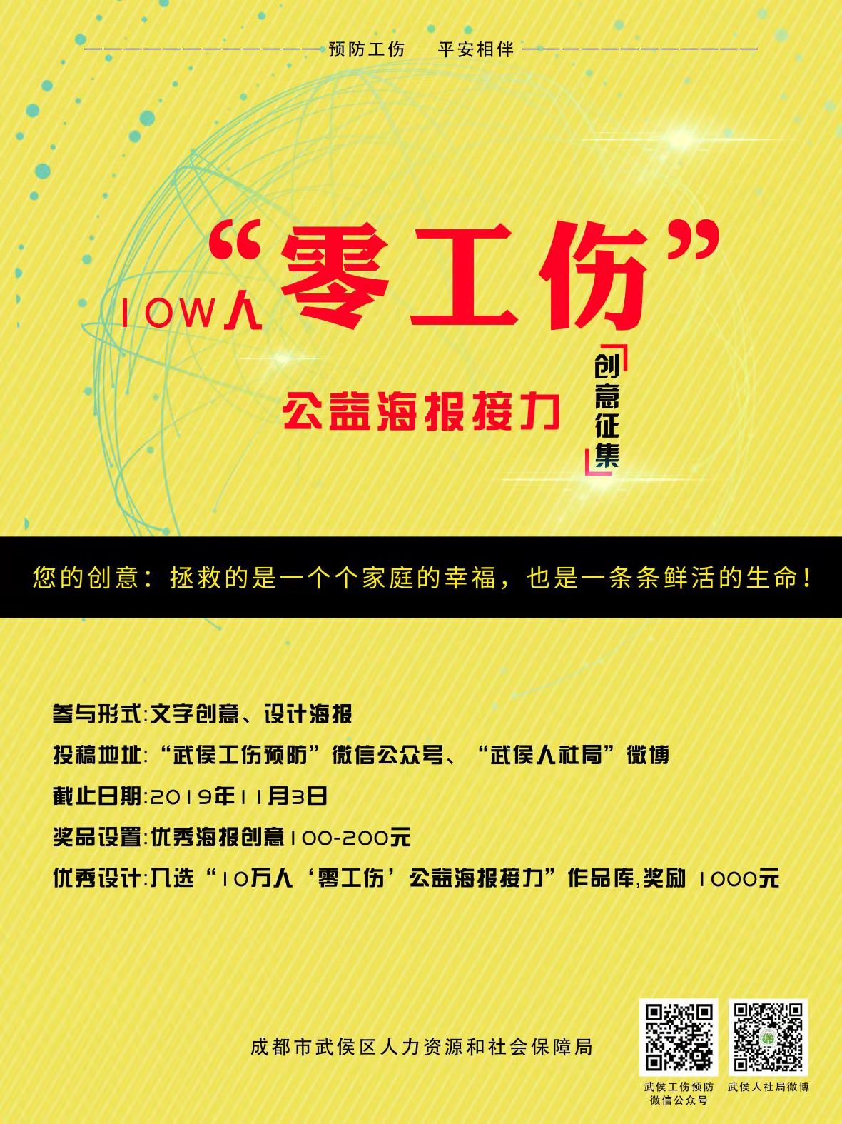 10万人"零工伤"公益海报接力创意征集