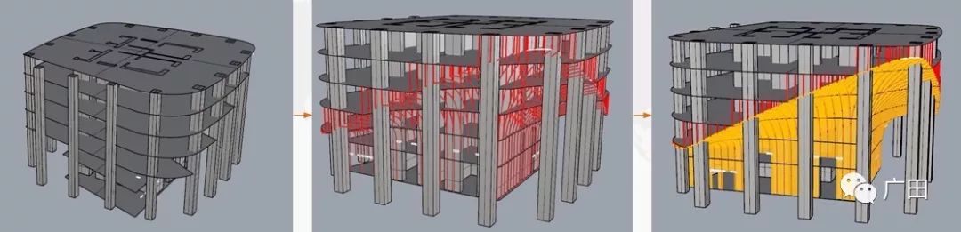根据点云模型逆向建模,建出土建结构模型,钢架模型