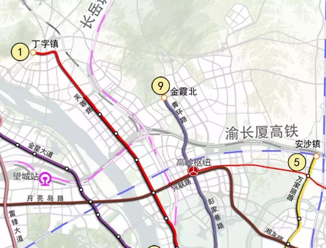 沿兴联路保留一条东西向线路(12号线),过湘江联系望城地区.