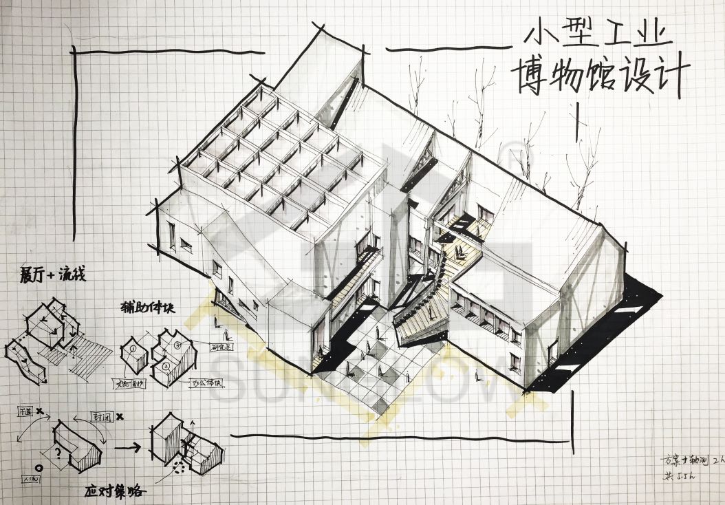 大快题模考评图01 | 天大18初试 - 小型工业博物馆设计