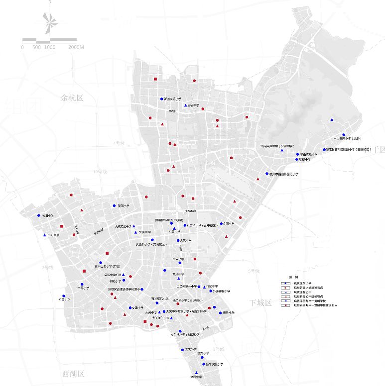 △拱墅区中小学分布示意图