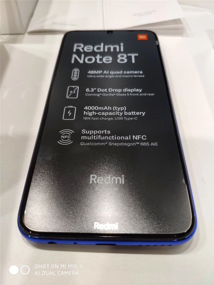 RedmiNote8T真机上手图曝光：4800万四摄+NFC功能