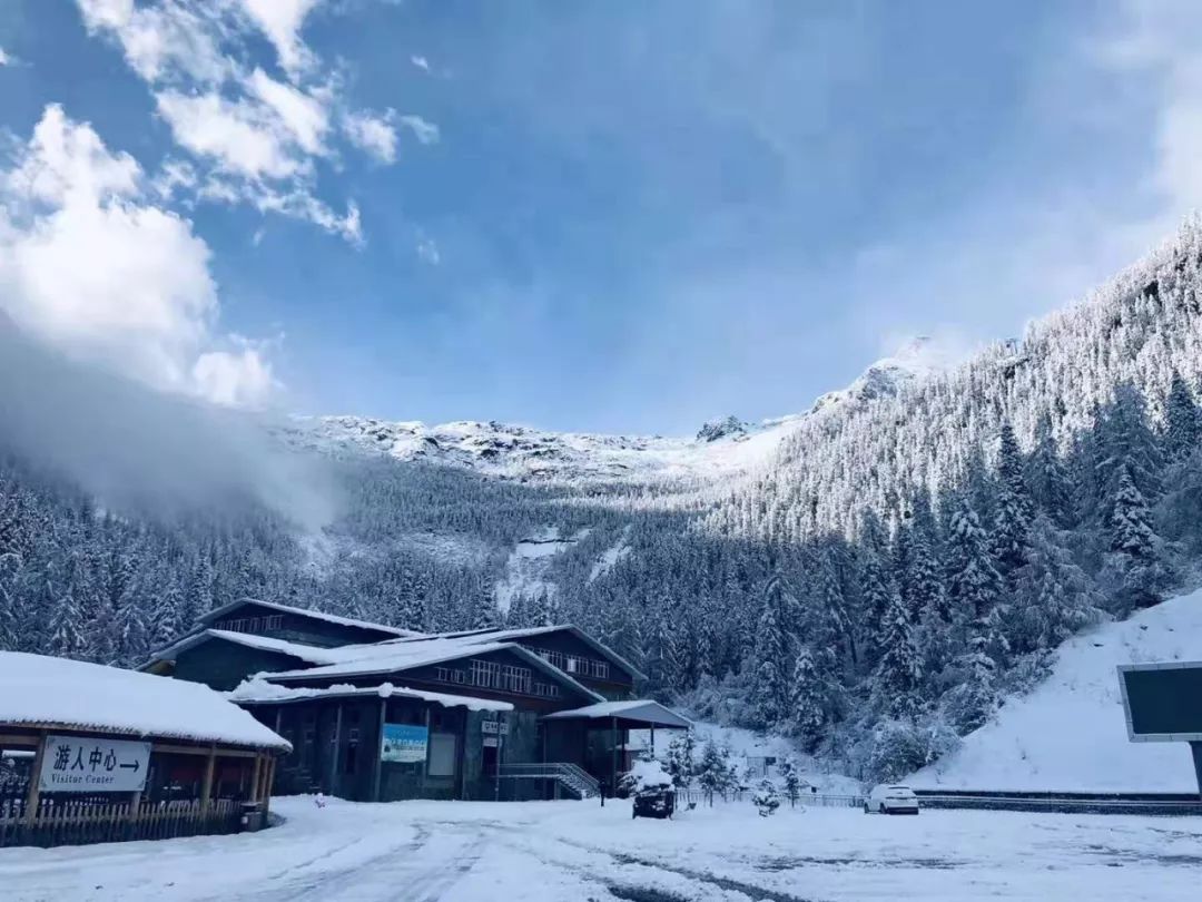 一半彩林一半雪来达古冰川遇见最美的深秋