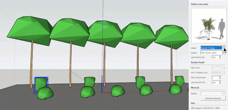 3种形态,3种树龄和4种季节都可以自定义插件内的每一棵树,树木自定义