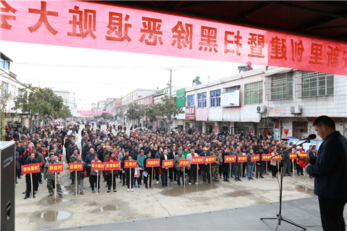 河南淮滨县新里镇隆重举行平安创建和扫黑恶退赃大会