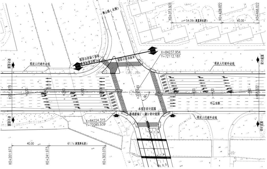 中山东路—衡山路交叉口渠化图