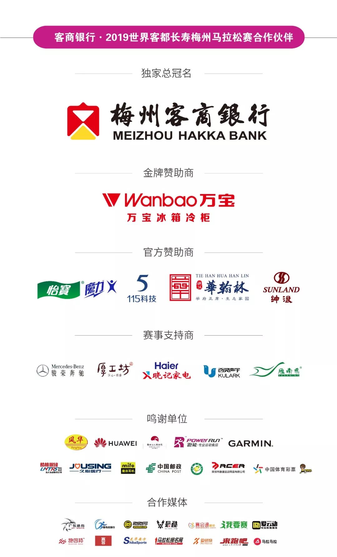 客商银行·2019世界客都长寿梅州马拉松赛领物须知领物时间10月31日