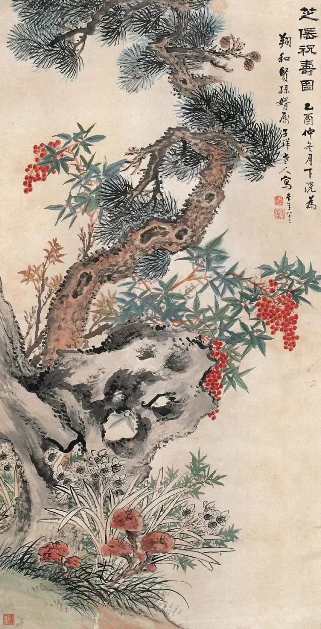 ◇蔵出◇張熊祥◇中国画 肉筆 唐本 イチジクと鳥 紙本 日本画 絵画