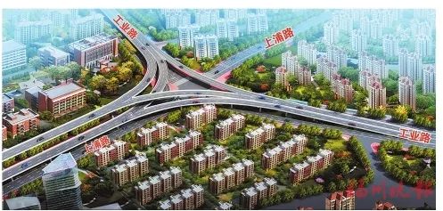 工业路乌山西路路口(资料图)立交桥包含工业路南北向直行高架,乌山路