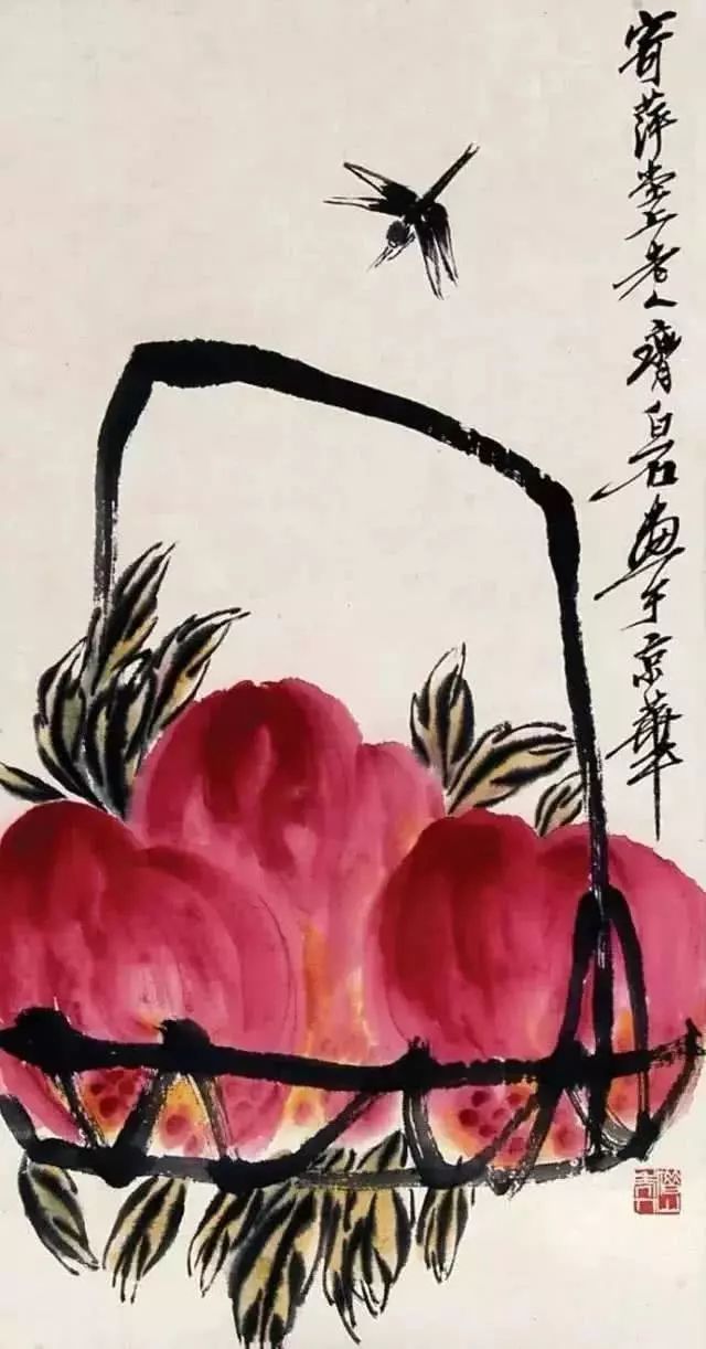 齐白石晚年画桃，艳而不俗，惹人喜爱！_搜狐网