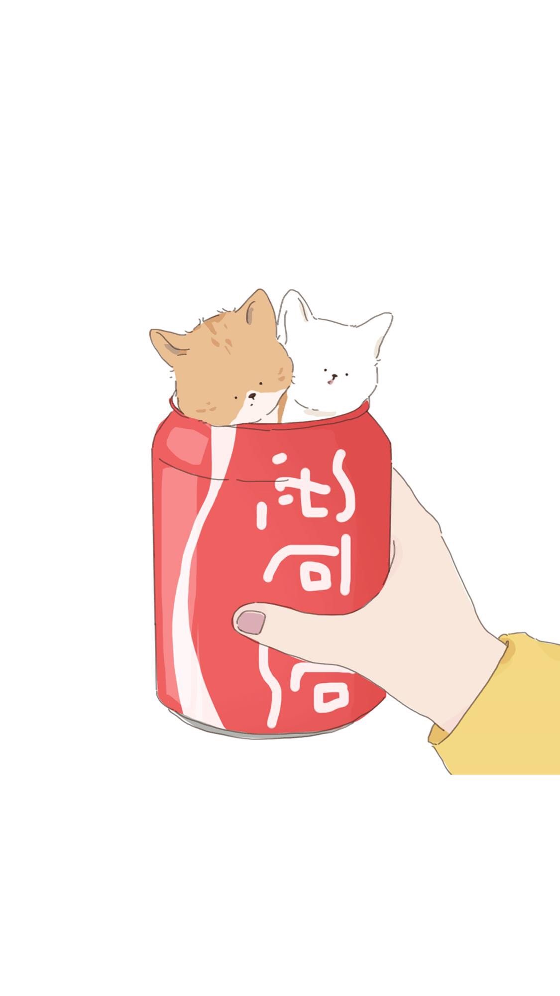 ins风简约卡通可爱情侣手机壁纸图片