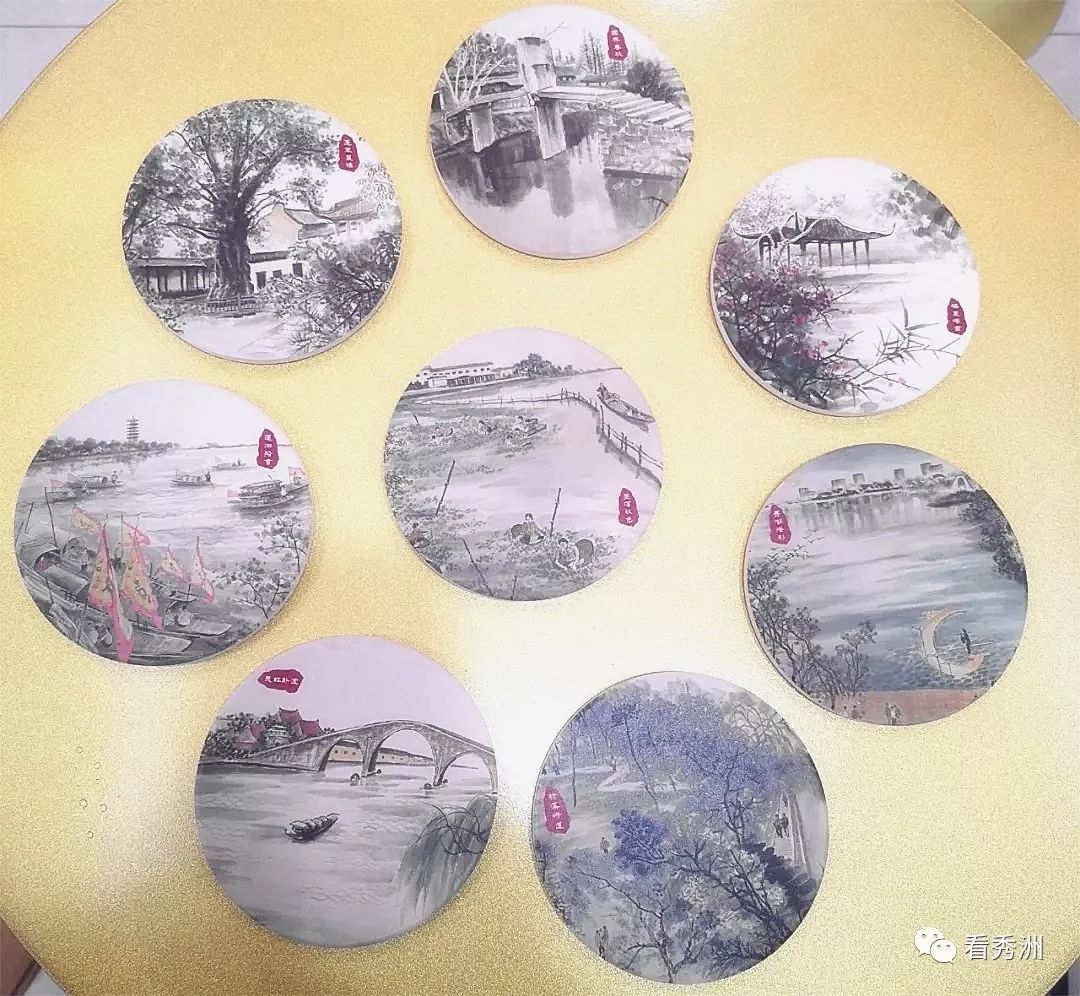 与此同时, 由嘉兴秀洲农民画艺术创意有限公司开发的 "秀洲八景"系列