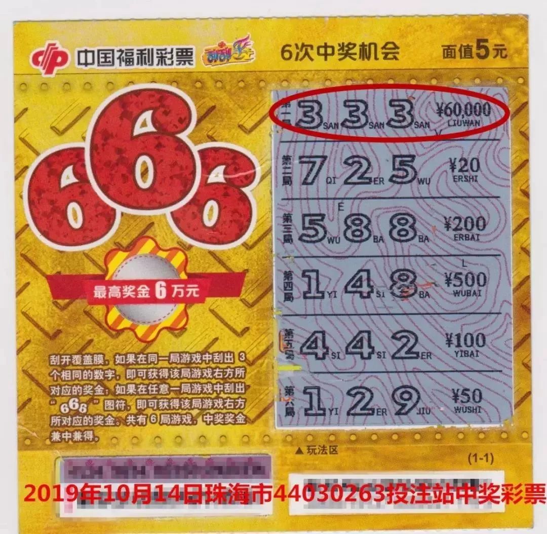 中奖| 小伙玩福彩刮刮乐"666" 刮出6万元