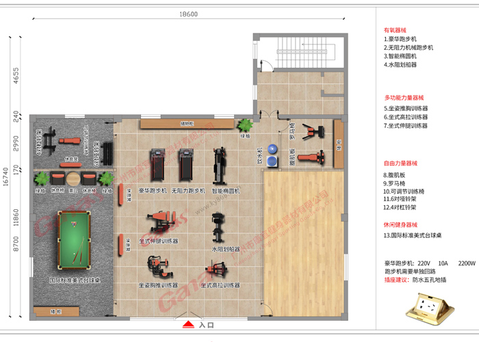 速看康宜健身器材厂家免费出健身房3d设计图啦