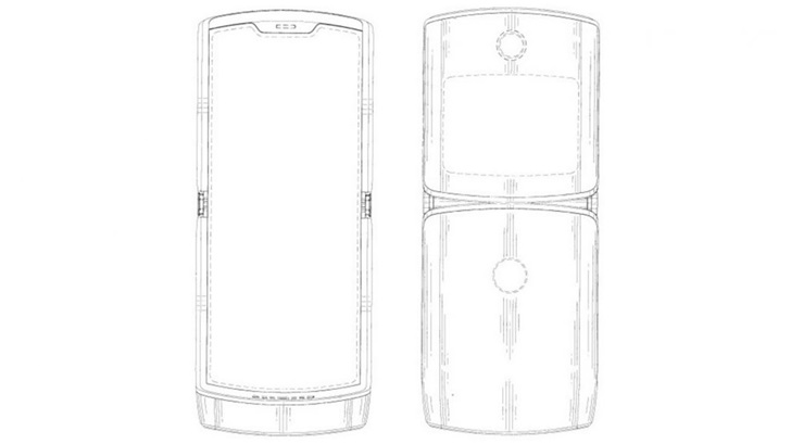 摩托罗拉RAZR可折叠手机设计草图曝光：展示展开状态手机背部细节