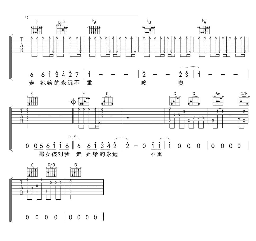 那女孩对我说吉他简谱_那女孩对我说简谱