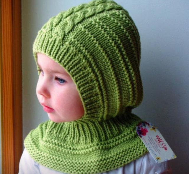 儿童护耳帽编织,冬天戴起来更暖和 效果很可爱